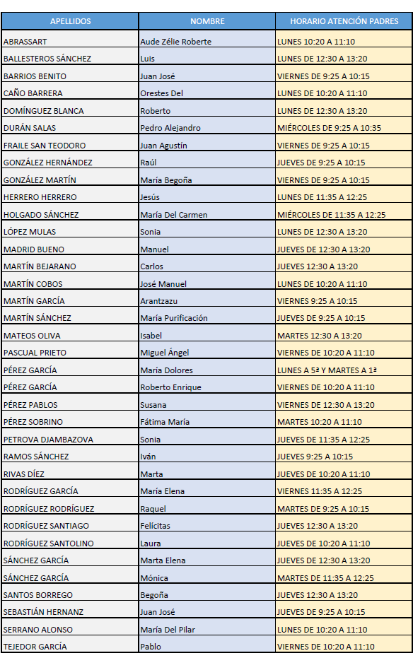 HORA ATENCIÓN A PADRES 24-25