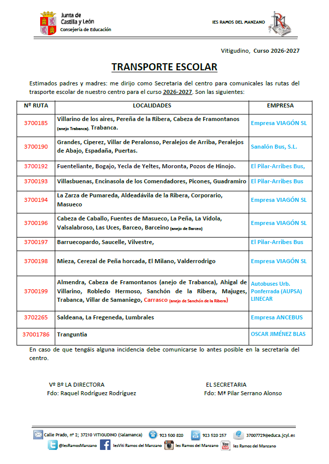 TRANSPORTE ESCOLAR 2026-2027